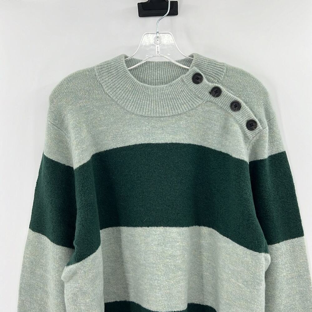 Whistles Stripe Button Neck Jumper Sweater - Green - XL - New with tags - Picture 3 of 9